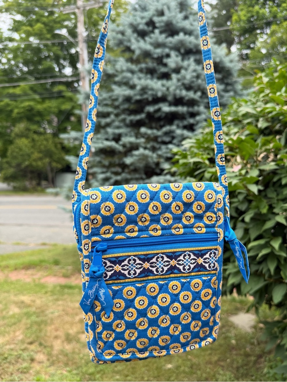 Vera Bradley Mini Hipster Riviera Blue 2008 Retired Crossbody Travel Organizer
